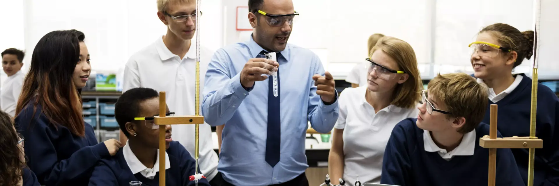 teacher in science class with students
